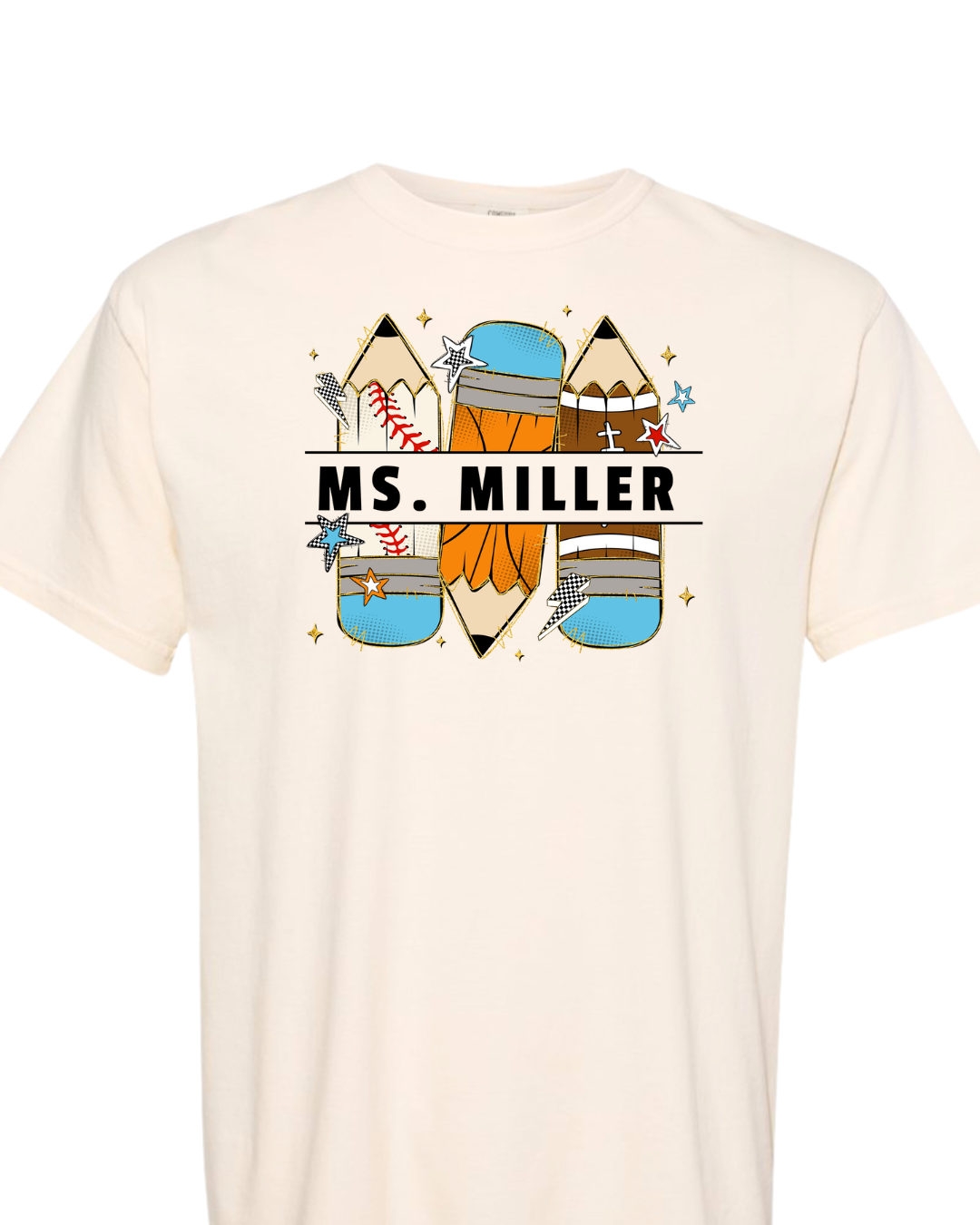 Adult personalized sporty pencils graphic