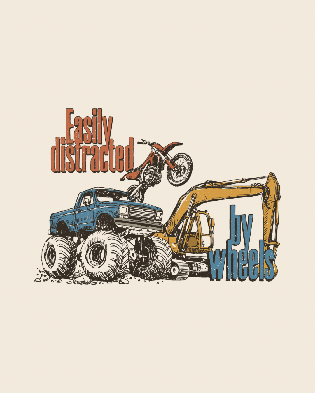Distracted by wheels graphic