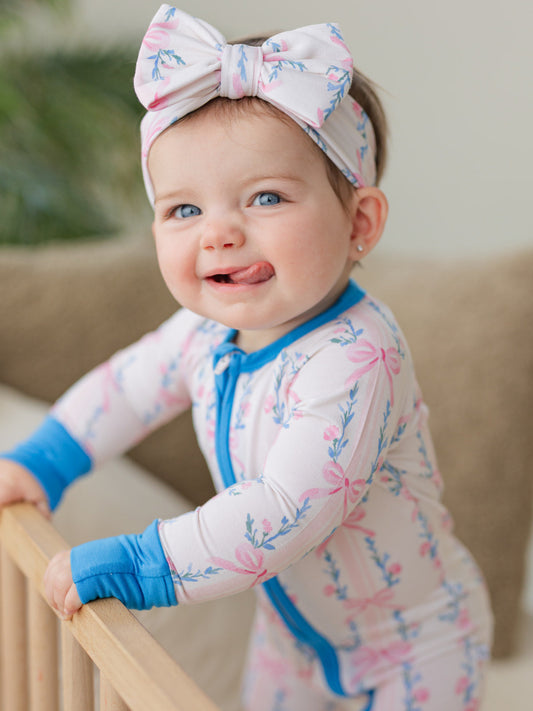 Vintage bows bamboo romper pajama