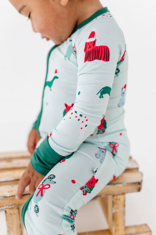 Deck the howls romper bamboo pajama