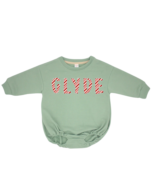 Personalized holiday bubble romper graphic