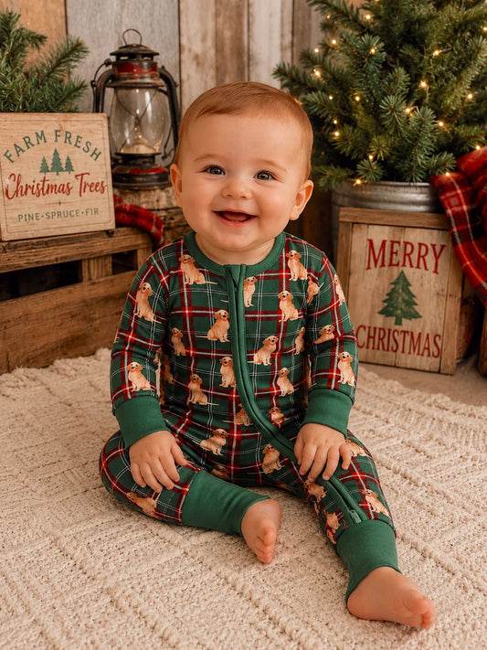 Christmas pup bamboo romper