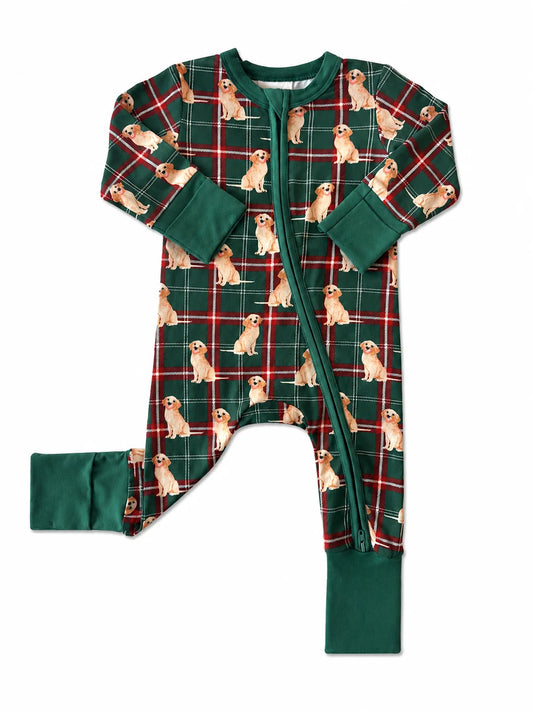 Christmas pup bamboo romper