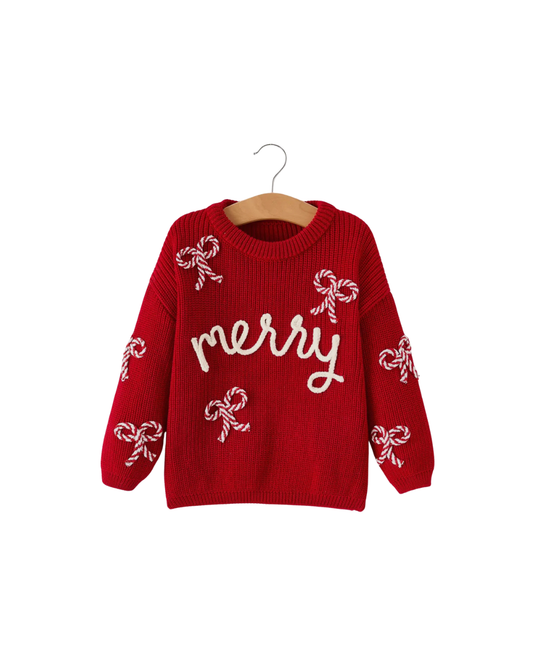 Merry candy cane knit sweater