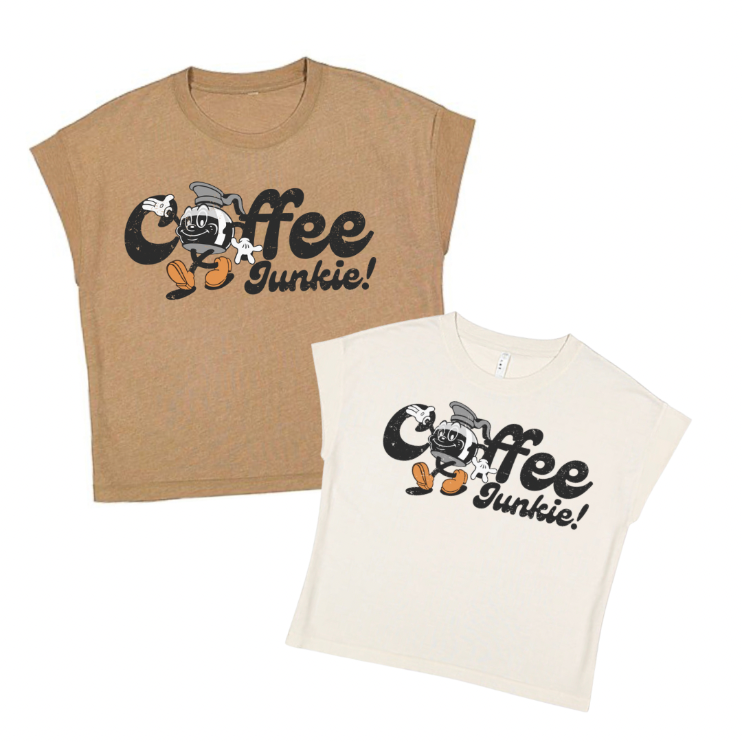 Coffee junkie adult graphic tee