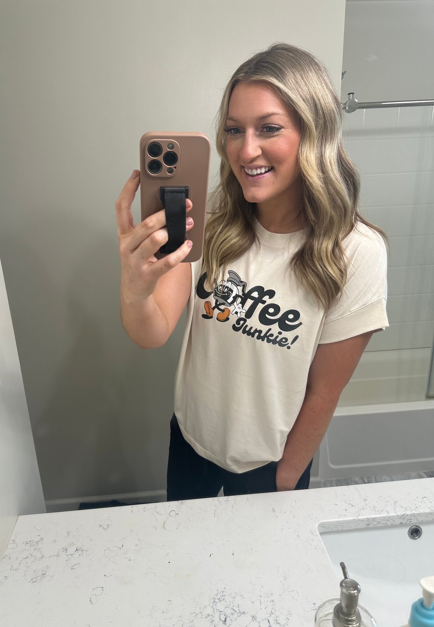 Coffee junkie adult graphic tee