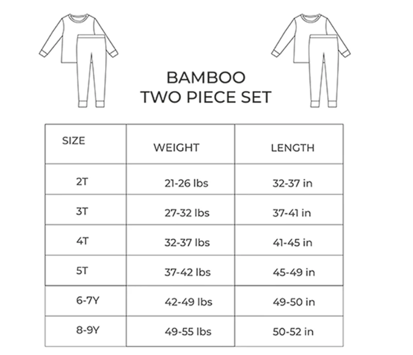 2T Candy cane bows two piece bamboo pajama