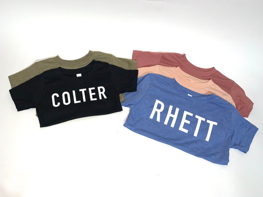Block letter personalized graphic tshirt/onesie