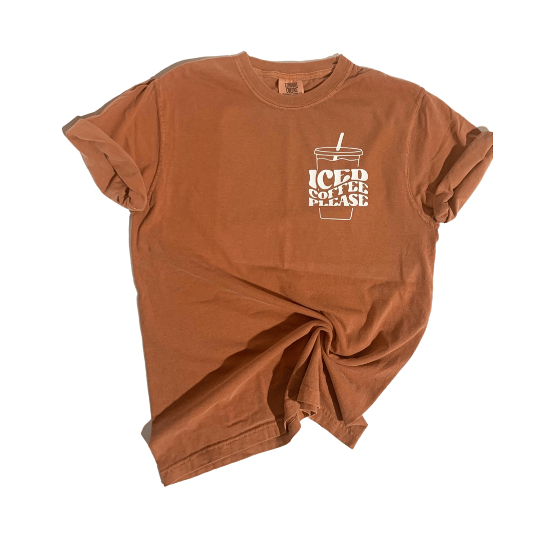 Iced coffee please graphic adult tee