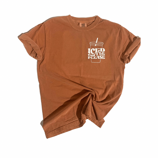 Iced coffee please graphic adult tee
