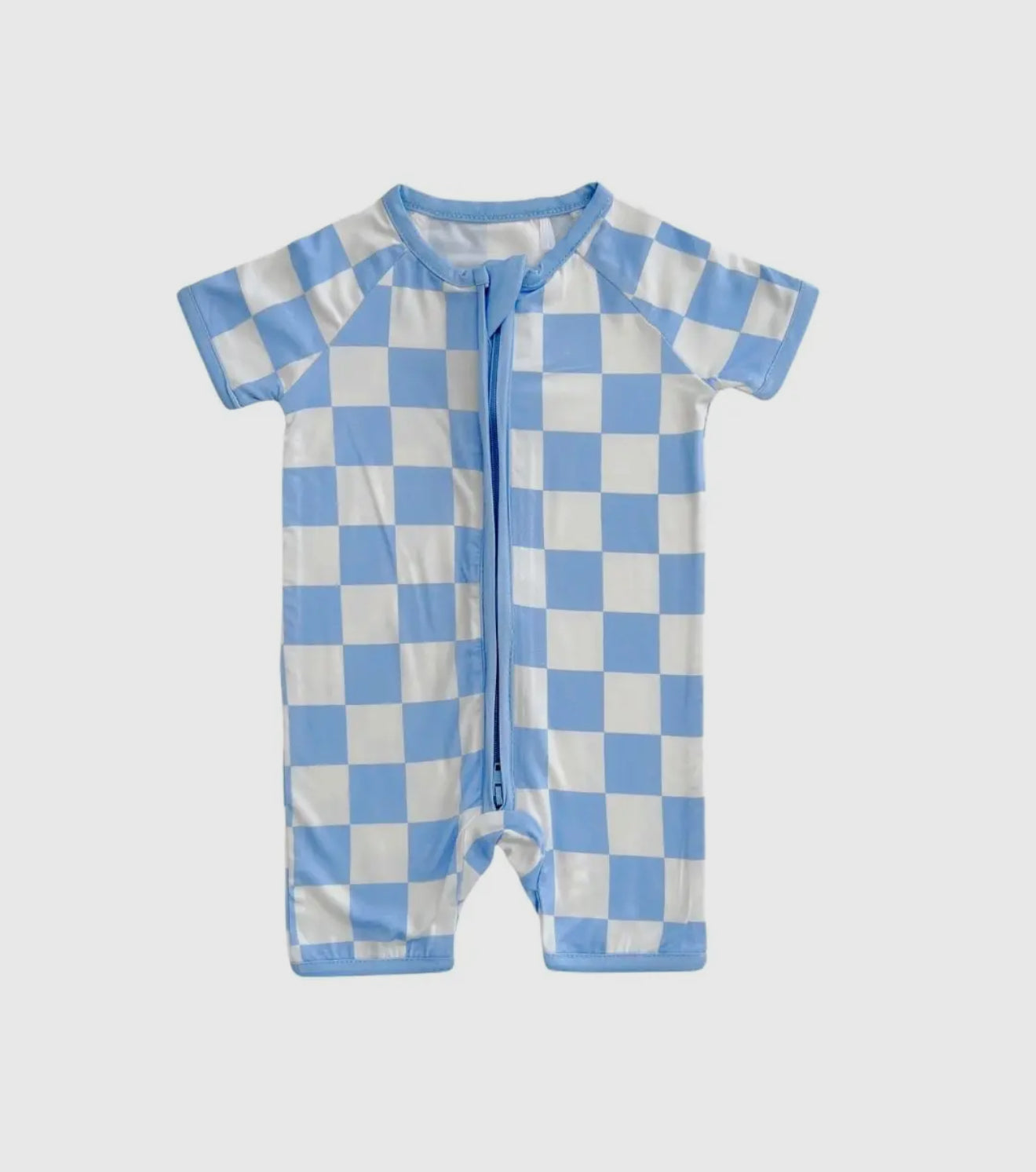 Blue checker bamboo shorty