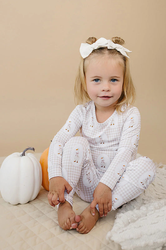 Gingham goose bamboo two piece pajama