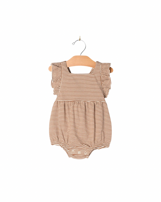 Caramel stripe flutter romper