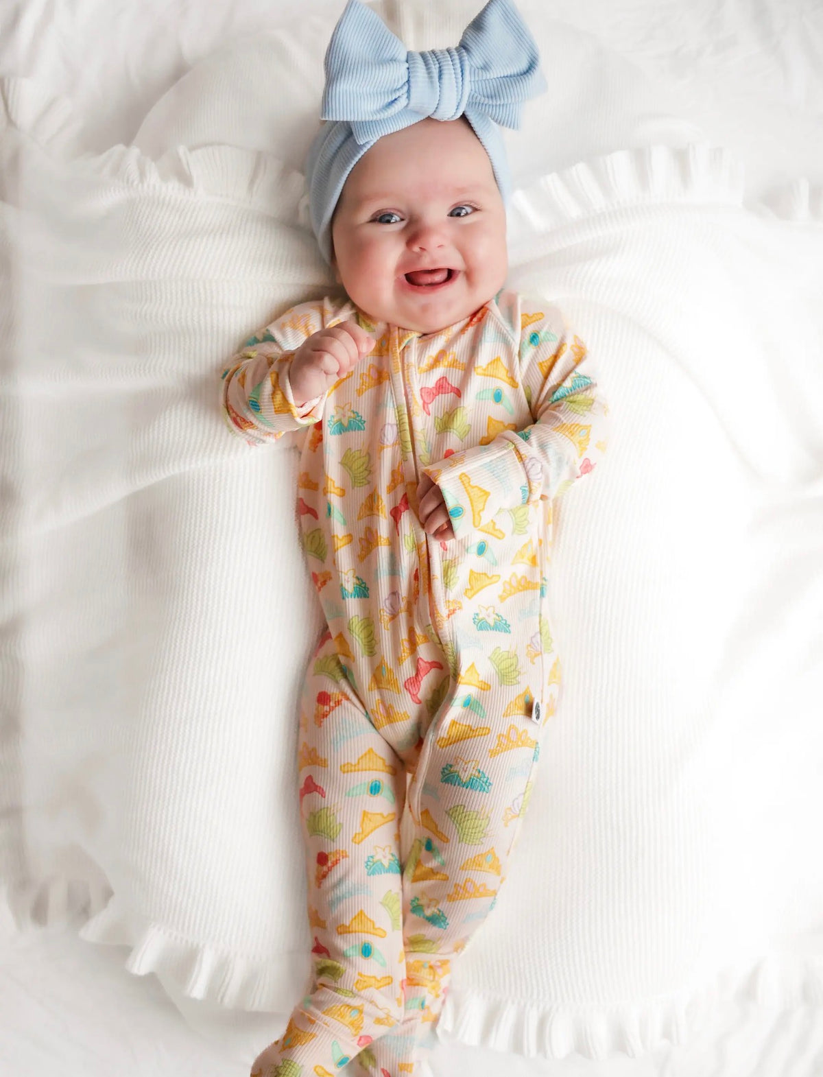 Princess crowns ribbed bamboo romper