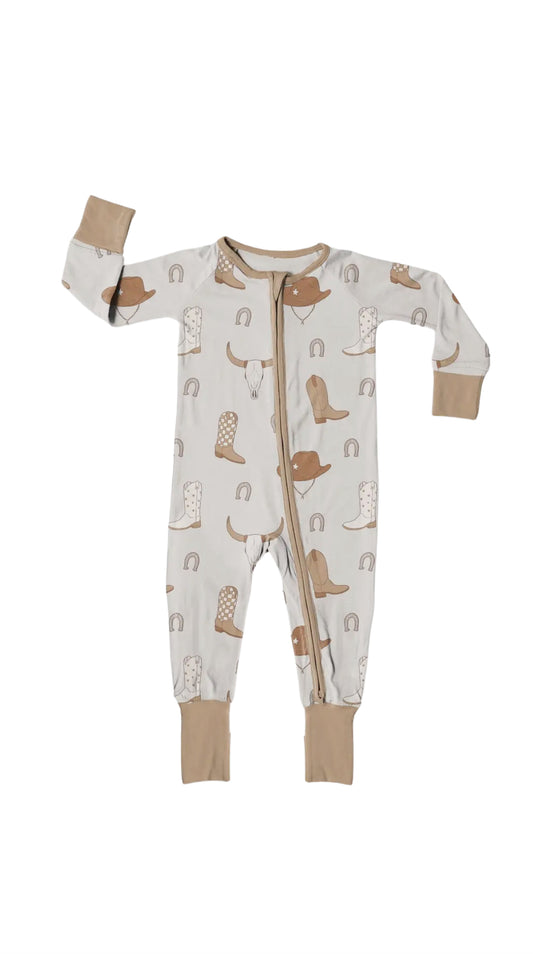 6-12m Hey cowboy bamboo romper pajama