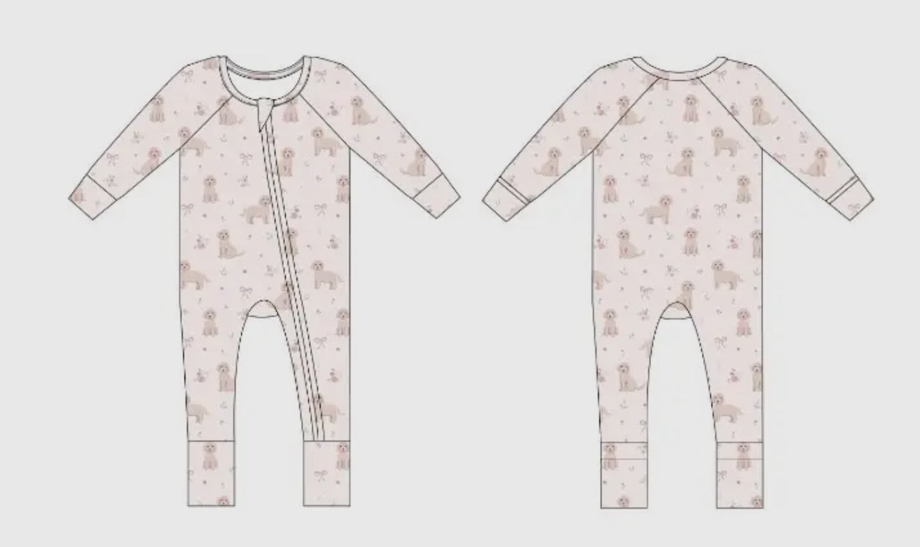 Dainty doodle bamboo romper pajama