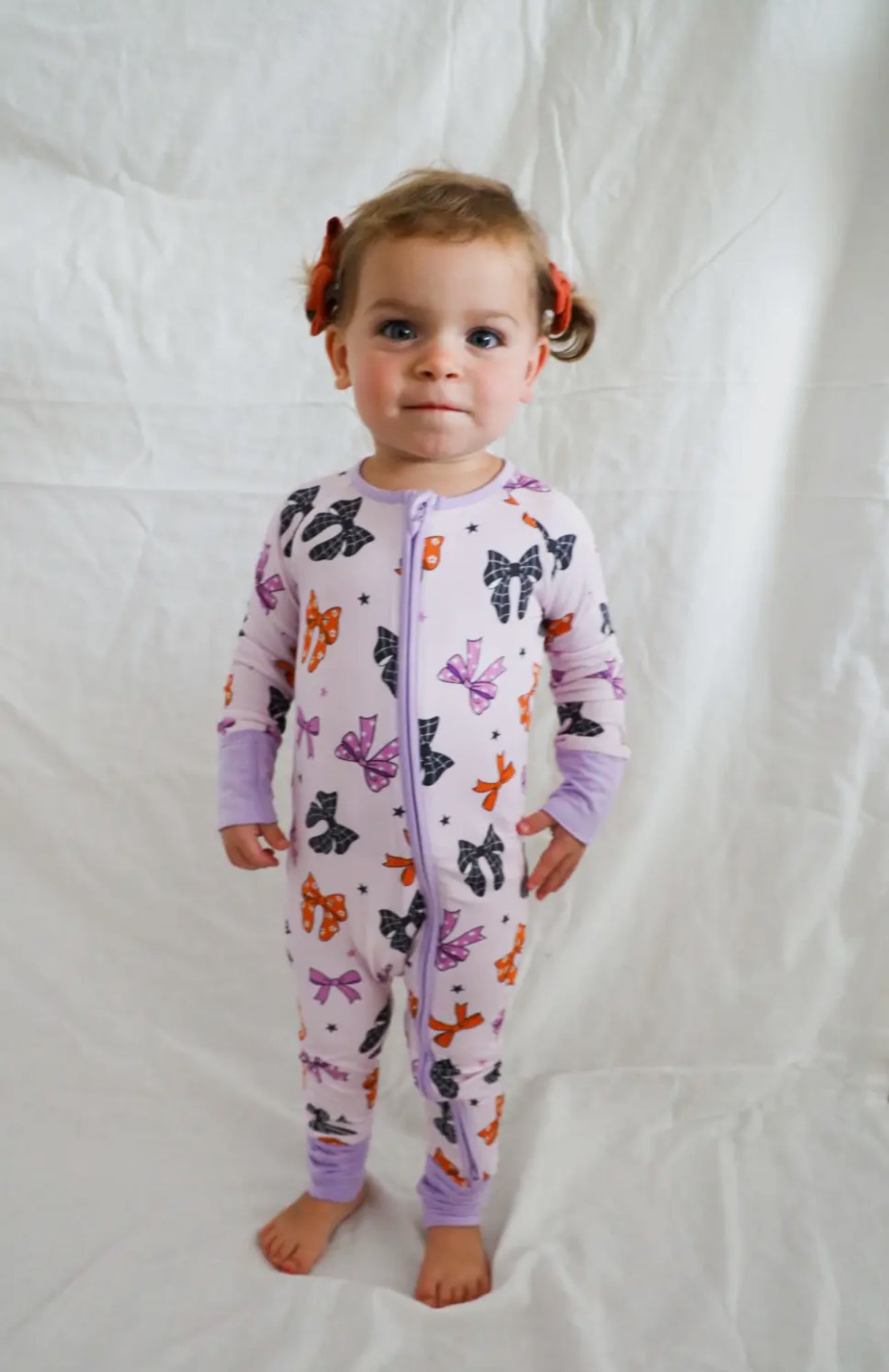 Halloween bows bamboo romper pajama