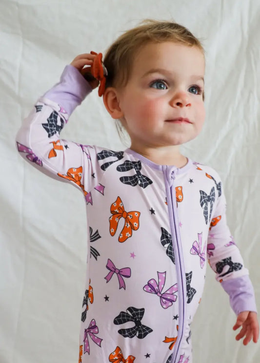 Halloween bows bamboo romper pajama