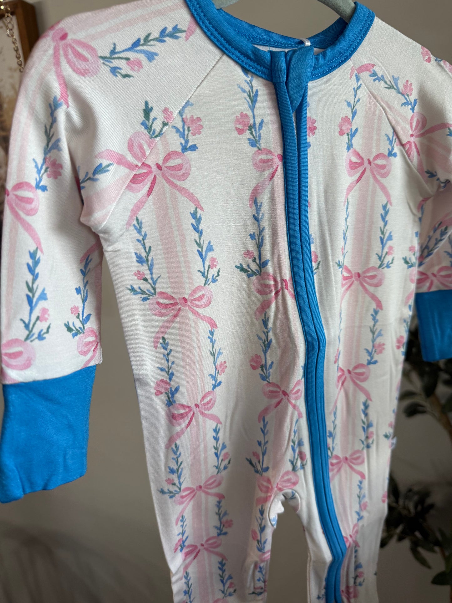 Vintage bows bamboo romper pajama