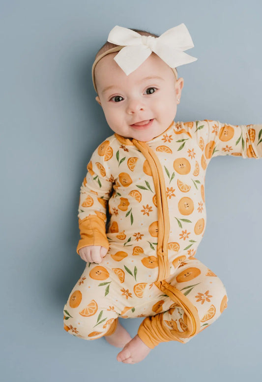 Clementine Cutie bamboo romper pajama