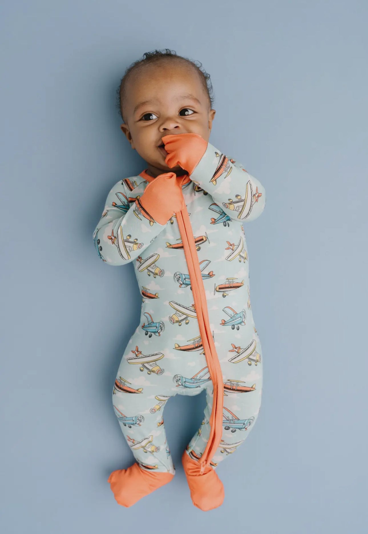 3-6m Jet set bamboo romper pajama