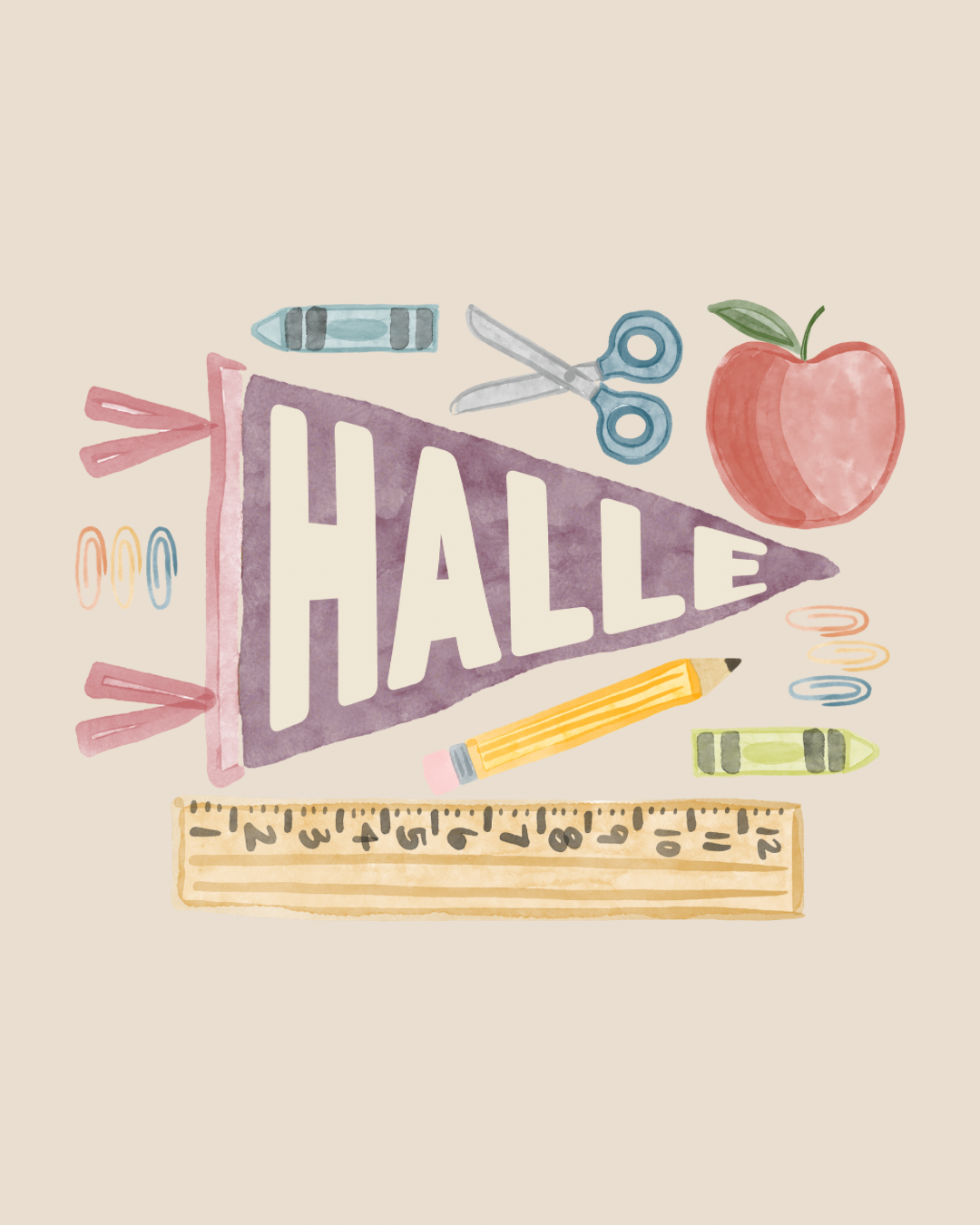 Purple - School personalized pennant graphic