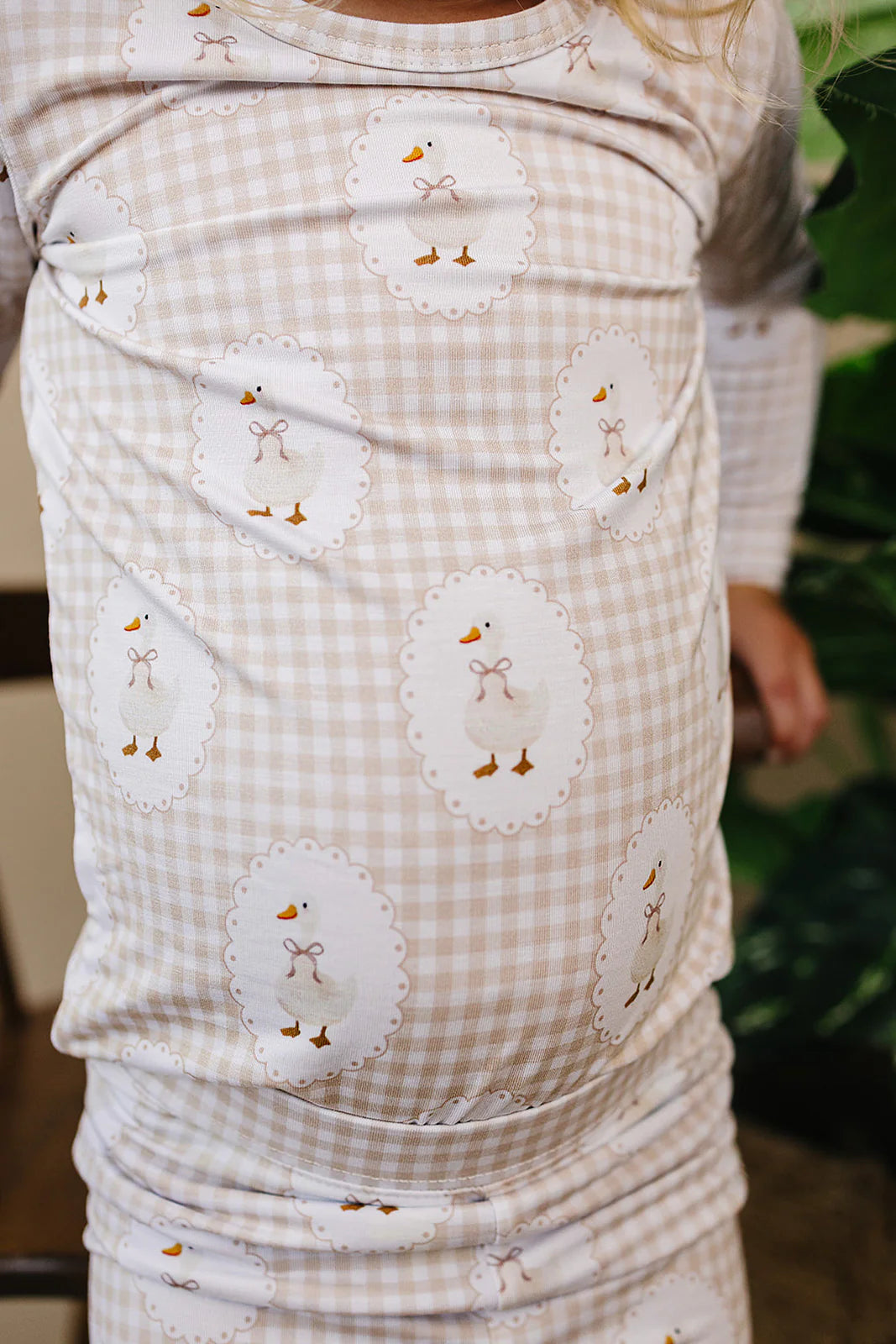 Gingham goose bamboo two piece pajama