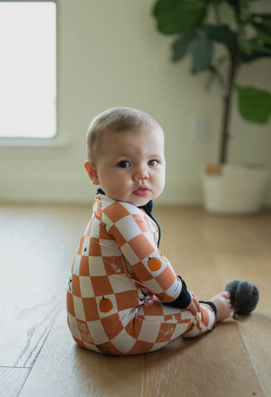 Check or treat bamboo romper pajama