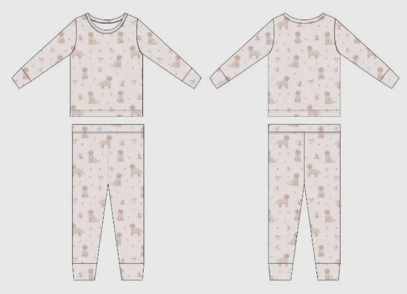 Dainty doodles bamboo two piece pajama