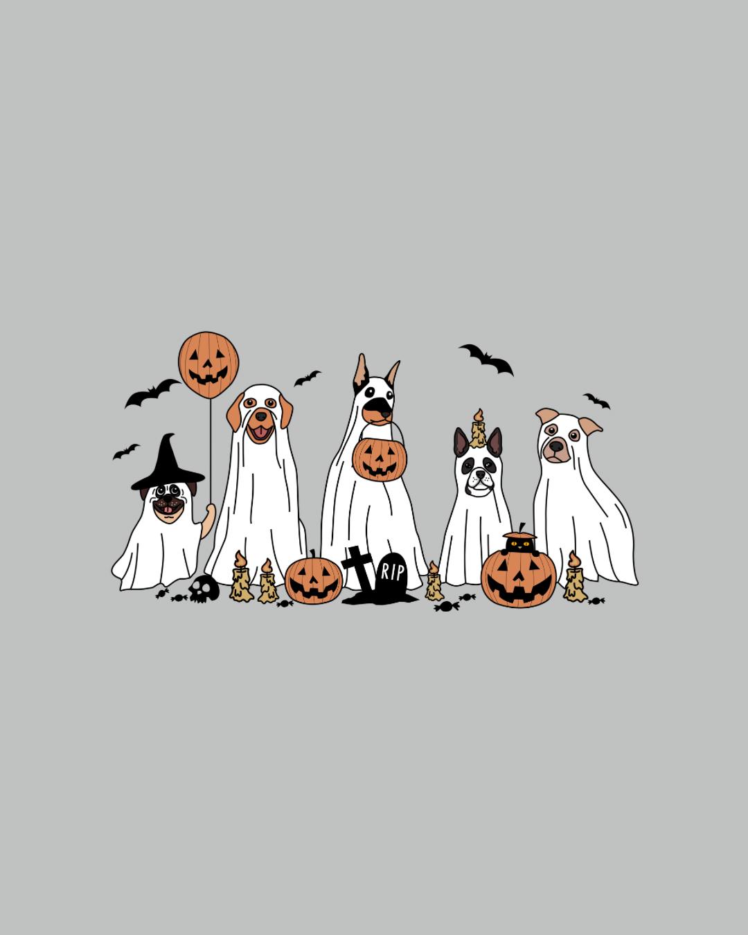 Spooky pups graphic