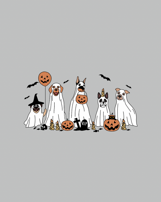Spooky pups graphic