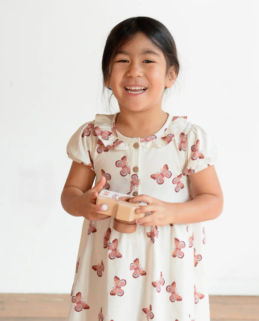 Butterfly frill cotton dress