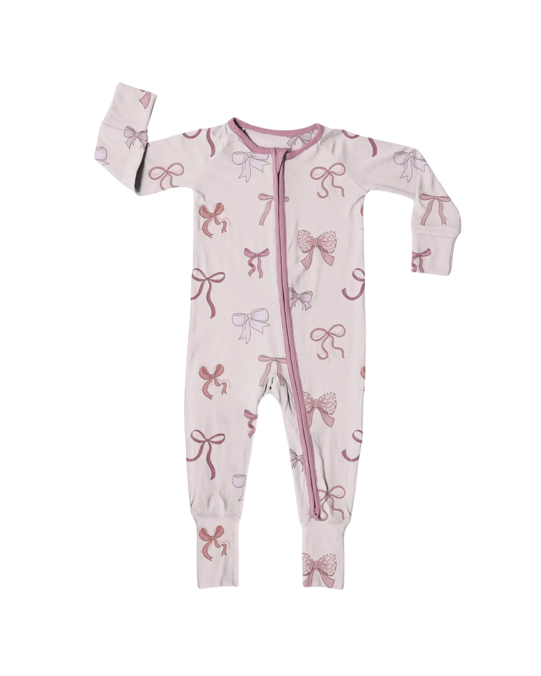 Pretty in pink bows bamboo romper pajama