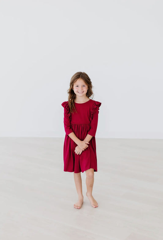 Deep red twirl dress