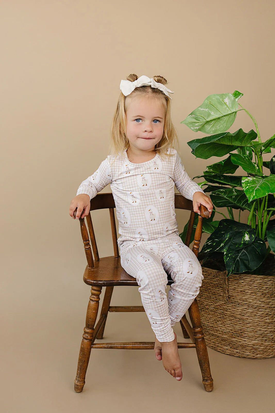 Gingham goose bamboo two piece pajama