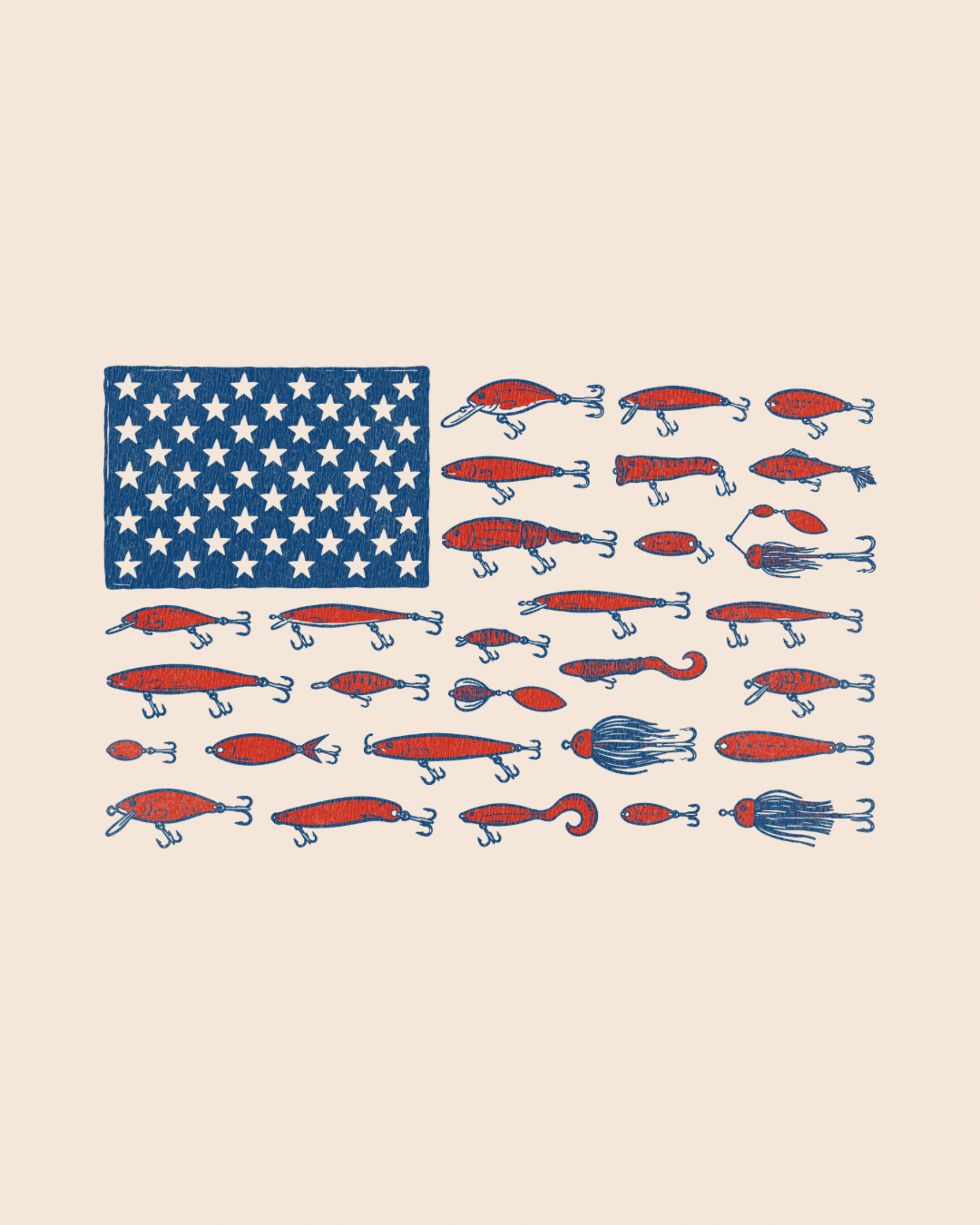 America 250 fishing flag graphic