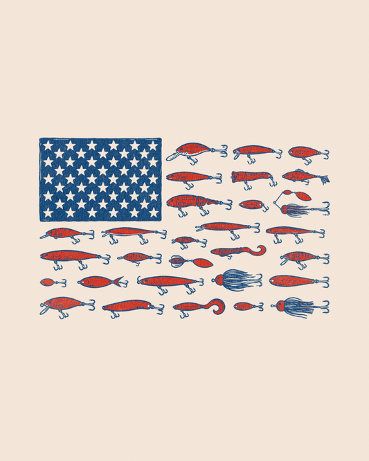 America 250 fishing flag graphic
