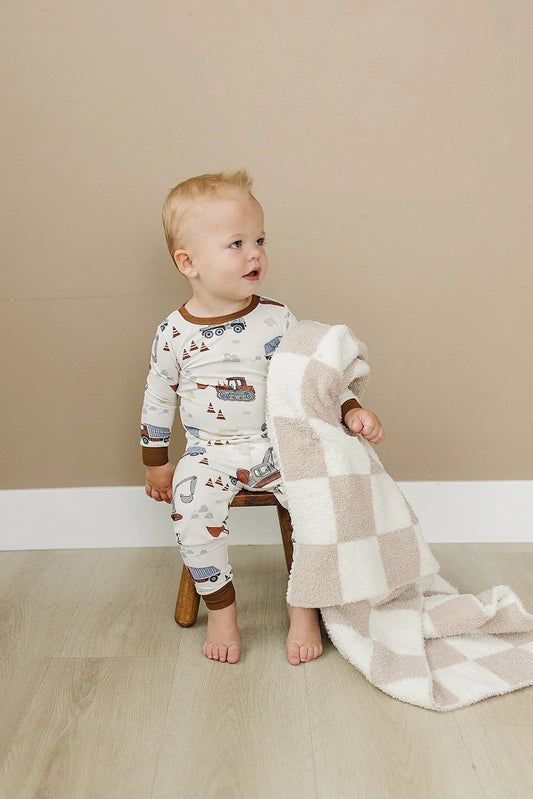 Construction time ribbed bamboo two piece pajama