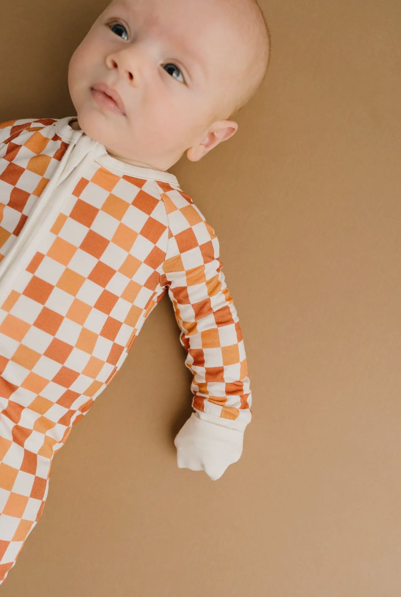 Fall checker bamboo romper pajama