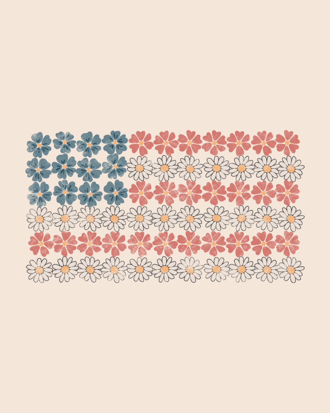 America 250 floral flag graphic