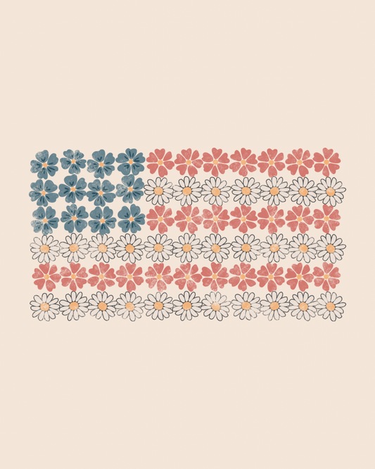 America 250 floral flag graphic