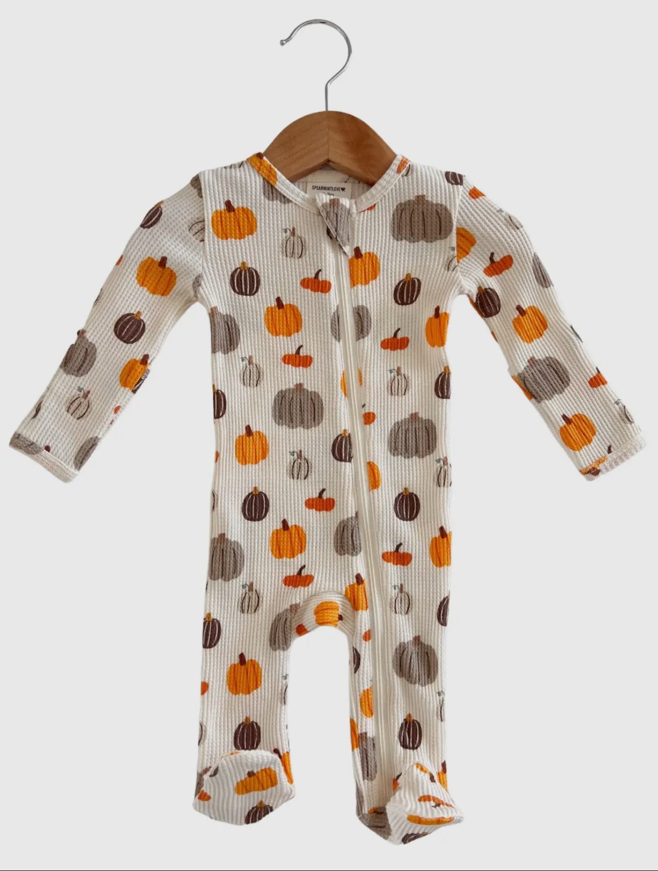 Pumpkin harvest waffle footie pajama