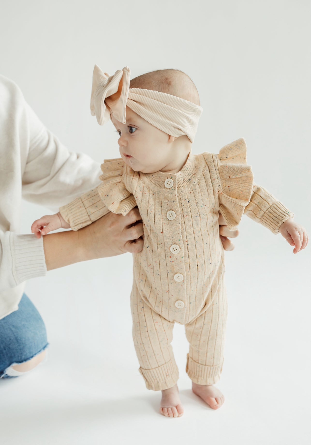 Speckles & flutters sweater romper