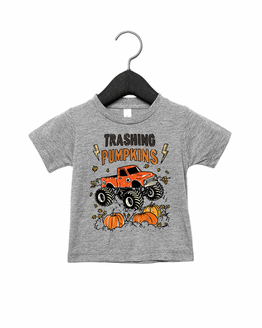 Trashing pumpkins Halloween graphic