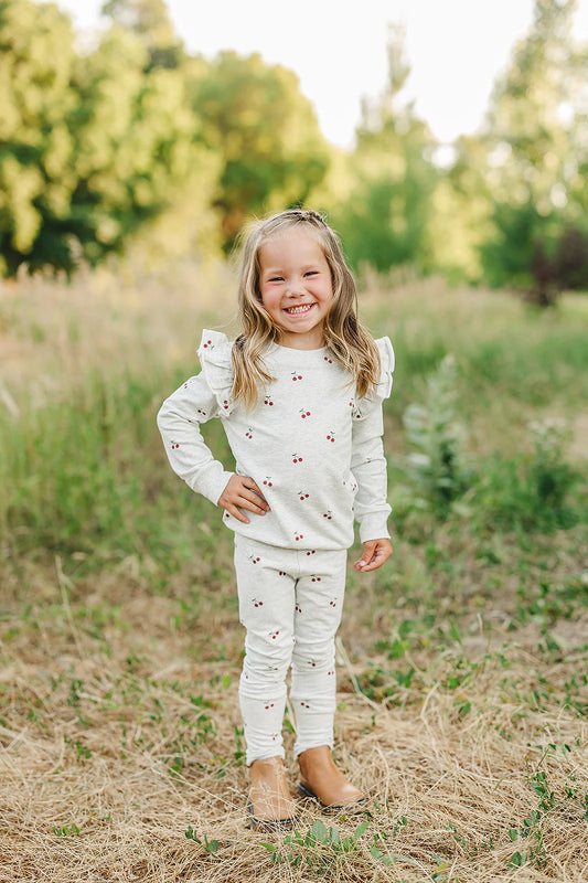 Cherry ruffle terry set
