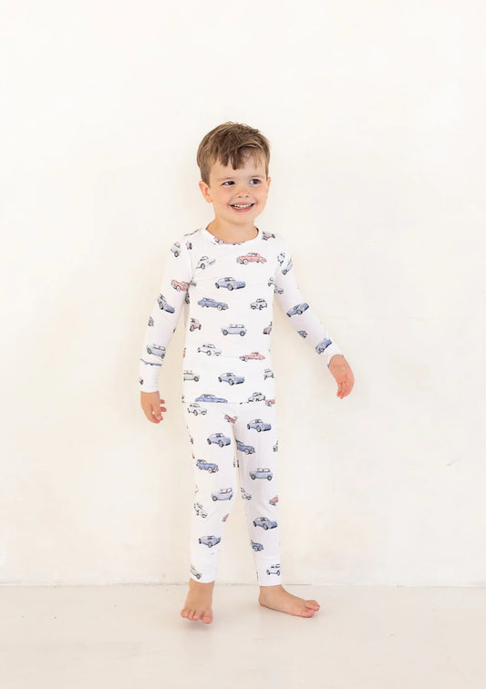Car show ribbed bamboo two piece pajama