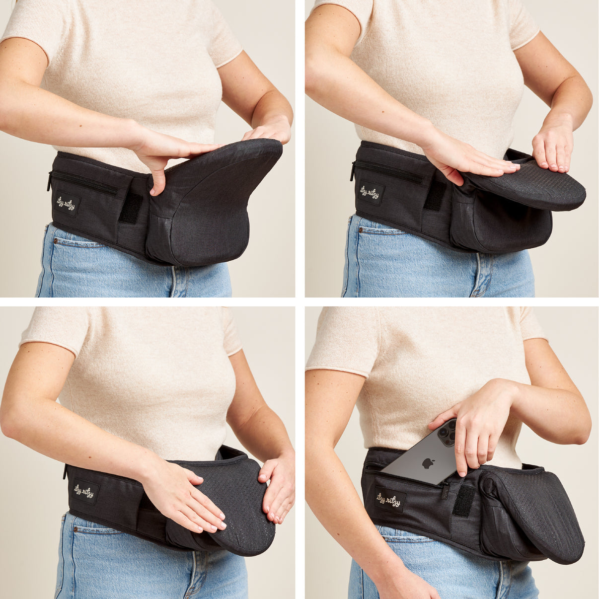 Hold & fold hip seat baby carrier