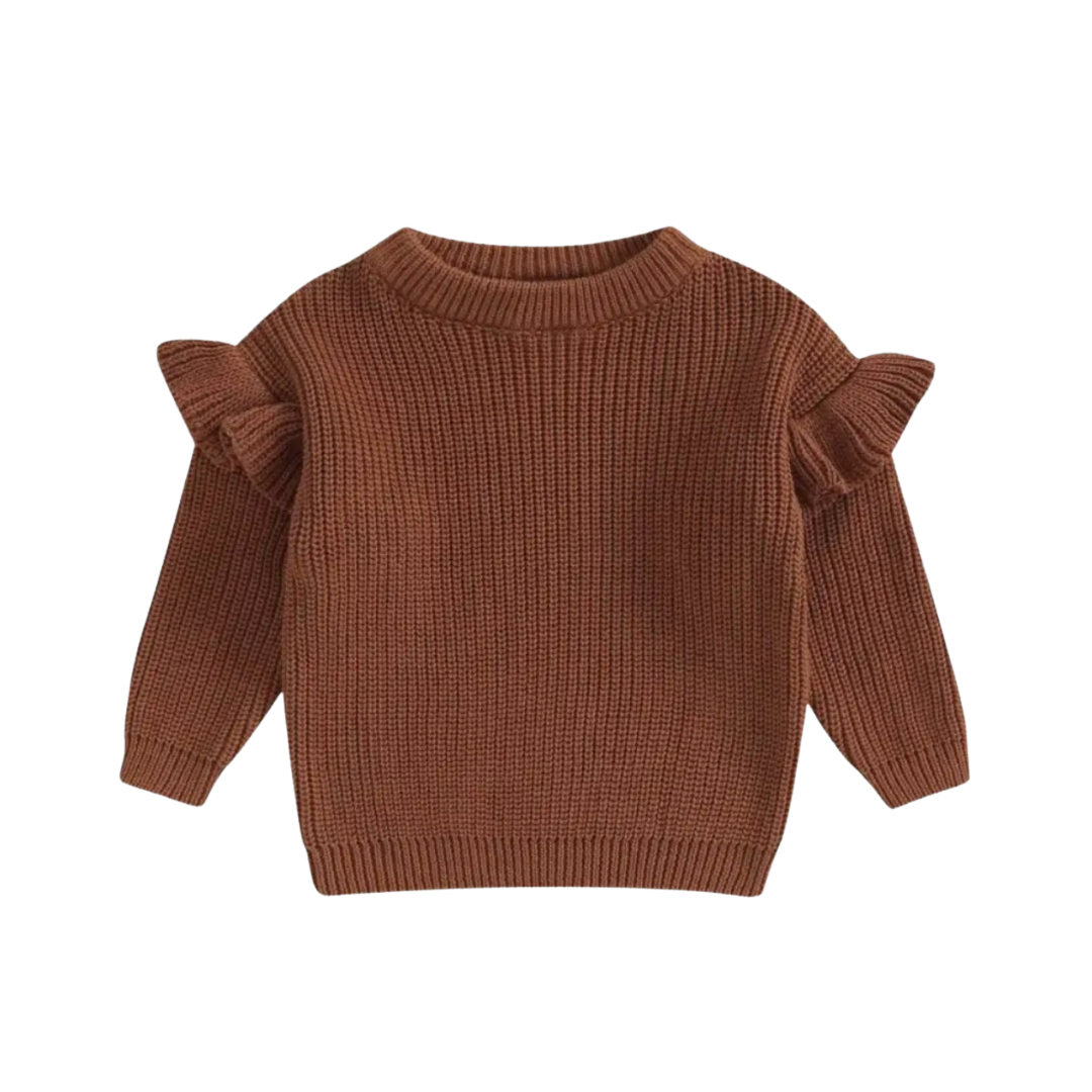 Flutter sleeve knit sweater - Rust