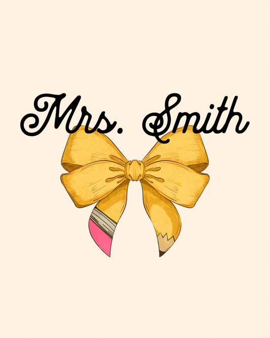 Adult personalized bow pencils graphic