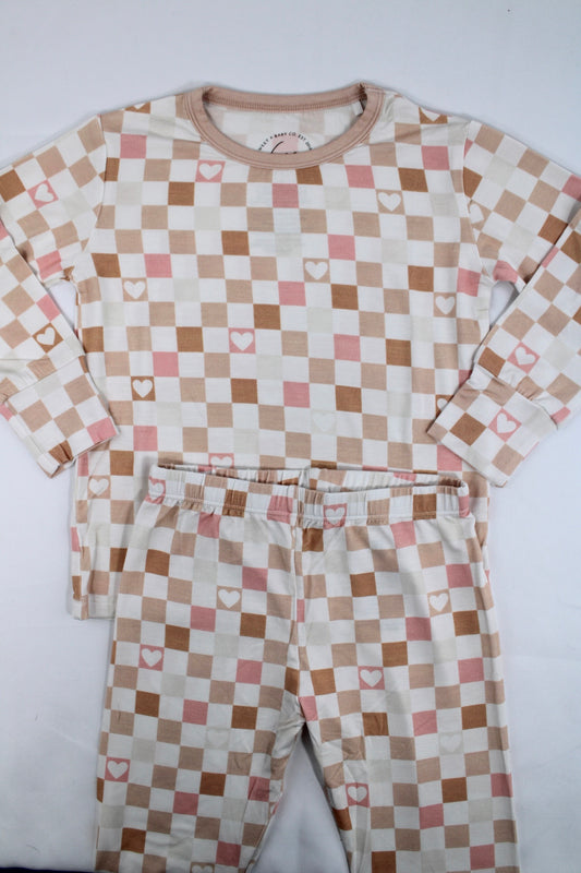 Love & checks bamboo two-piece pajama